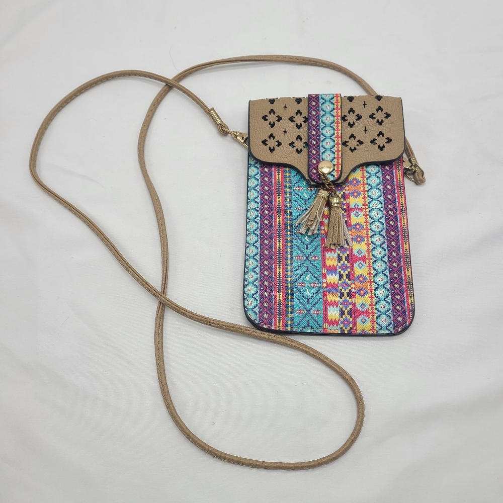 Styline Aztec Pattern Cellphone Crossbody Bag